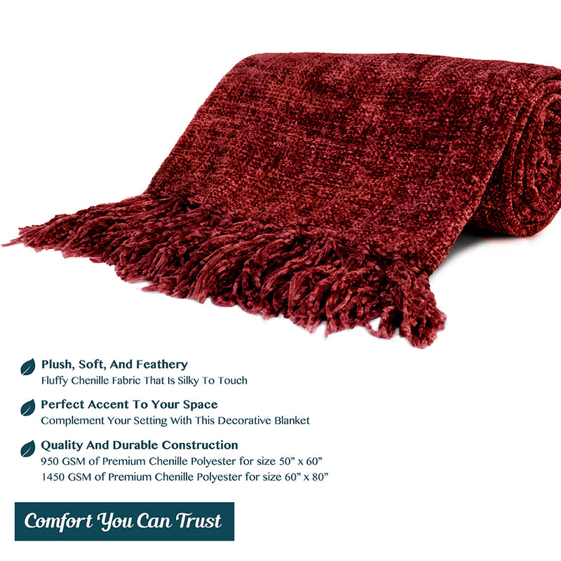 Chenille Tassel Fringe Throw Blanket