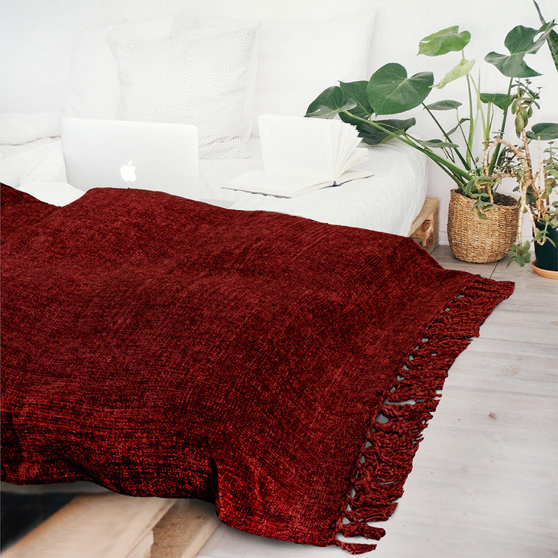 Chenille Tassel Fringe Throw Blanket