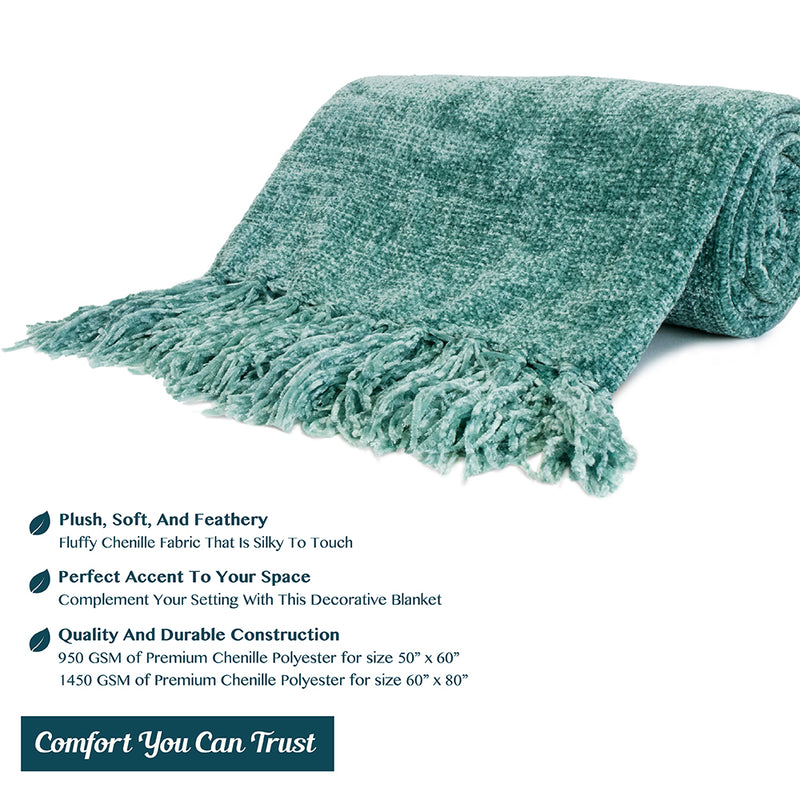 Chenille Tassel Fringe Throw Blanket