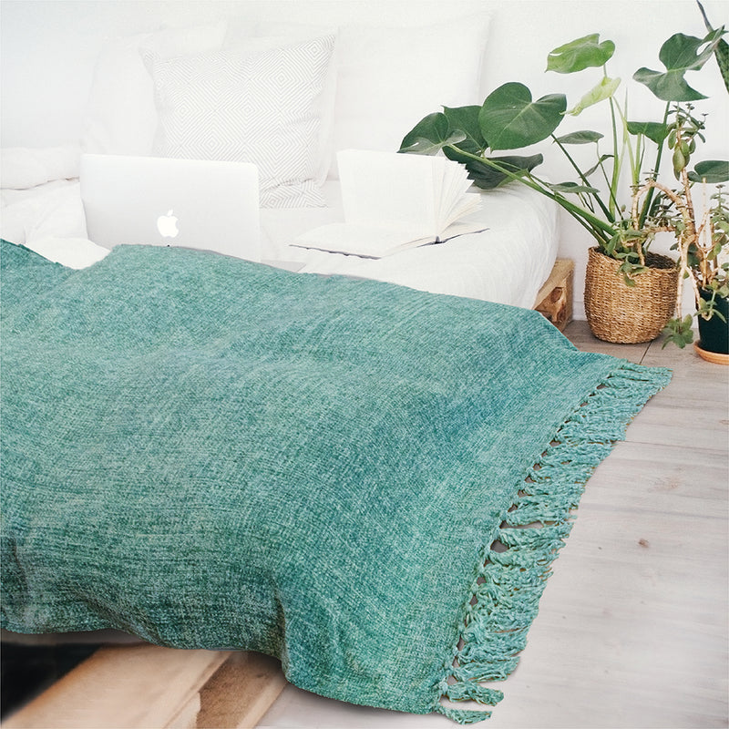 Chenille Tassel Fringe Throw Blanket