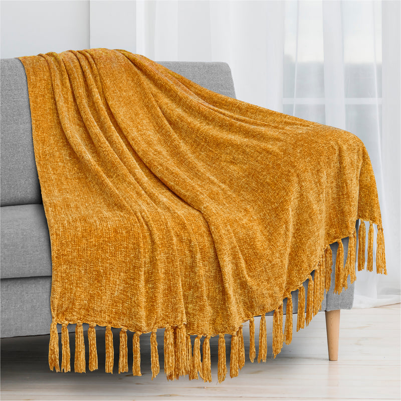 Chenille Tassel Fringe Throw Blanket