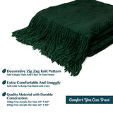 Zig Zag Knit Fringe Throw Blanket