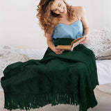 Zig Zag Knit Fringe Throw Blanket