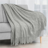 Zig Zag Knit Fringe Throw Blanket