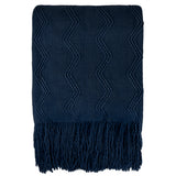 Zig Zag Knit Fringe Throw Blanket