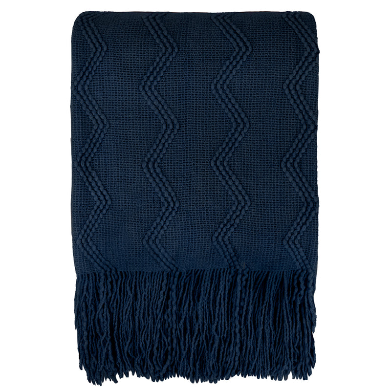 Zig Zag Knit Fringe Throw Blanket