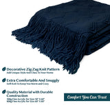Zig Zag Knit Fringe Throw Blanket