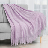 Zig Zag Knit Fringe Throw Blanket