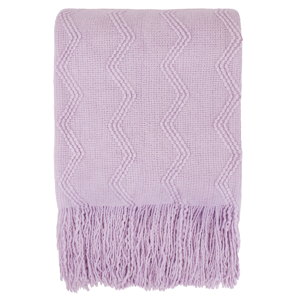 Zig Zag Knit Fringe Throw Blanket