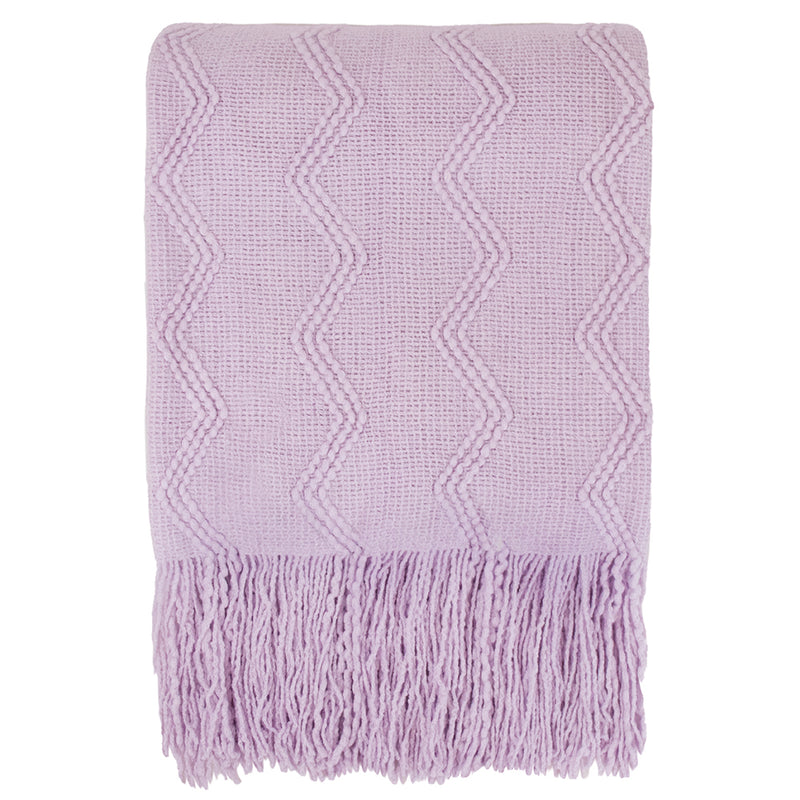 Zig Zag Knit Fringe Throw Blanket
