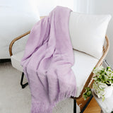Zig Zag Knit Fringe Throw Blanket