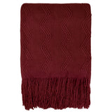 Zig Zag Knit Fringe Throw Blanket