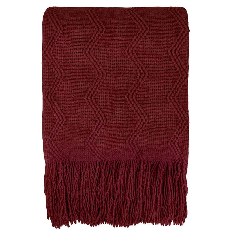 Zig Zag Knit Fringe Throw Blanket
