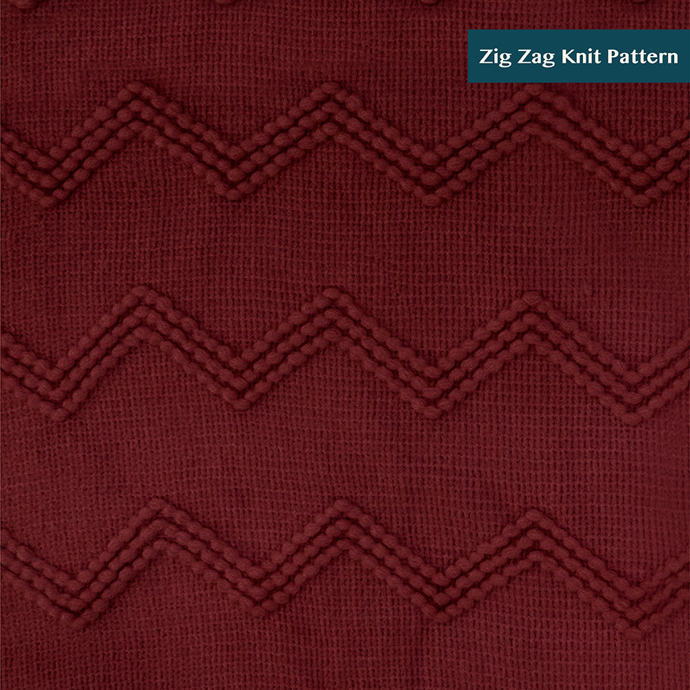 Zig Zag Knit Fringe Throw Blanket