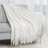 Zig Zag Knit Fringe Throw Blanket