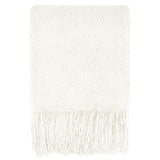Zig Zag Knit Fringe Throw Blanket
