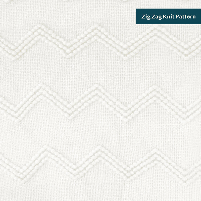 Zig Zag Knit Fringe Throw Blanket