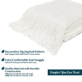 Zig Zag Knit Fringe Throw Blanket