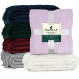 Zig Zag Knit Fringe Throw Blanket