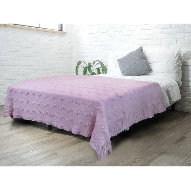 Zig Zag Knit Fringe Throw Blanket
