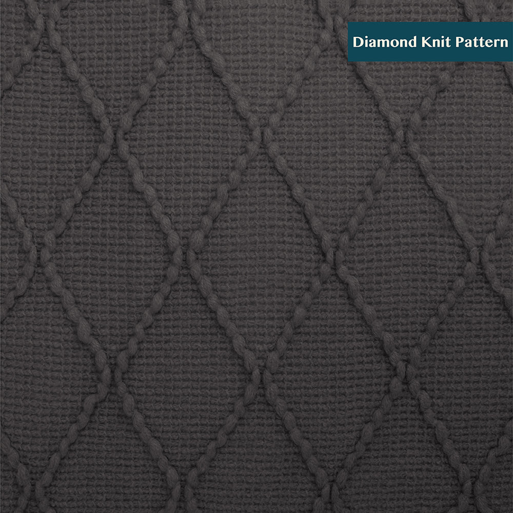 Diamond Knit Textured Fringe Throw Blanket