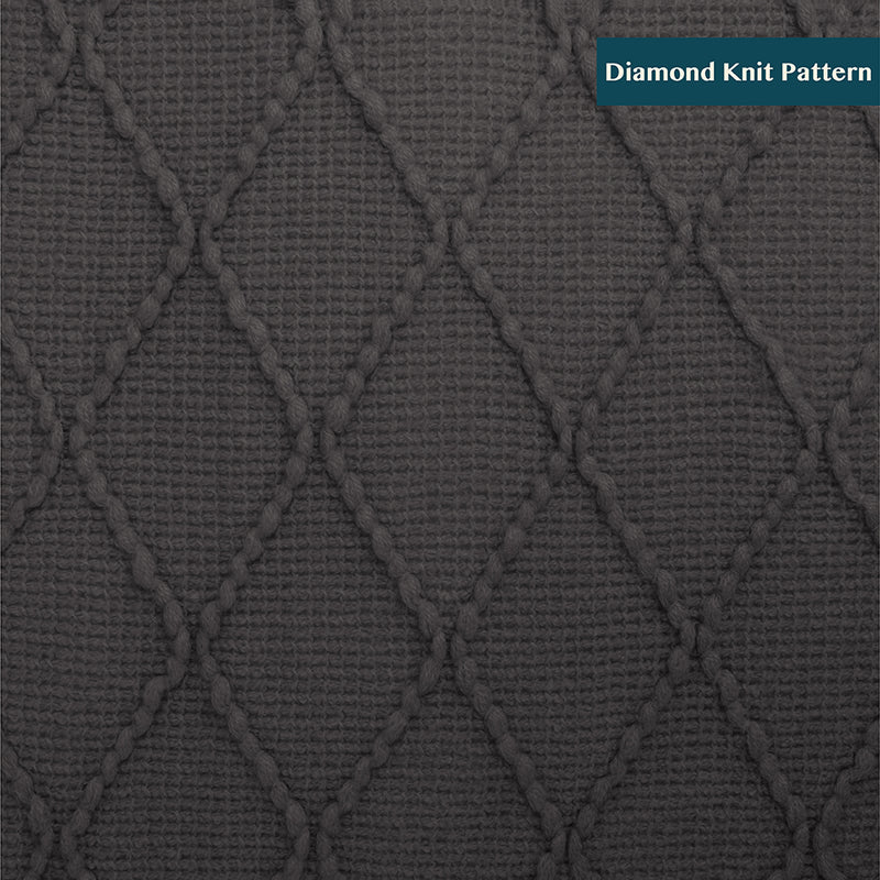 Diamond Knit Textured Fringe Throw Blanket