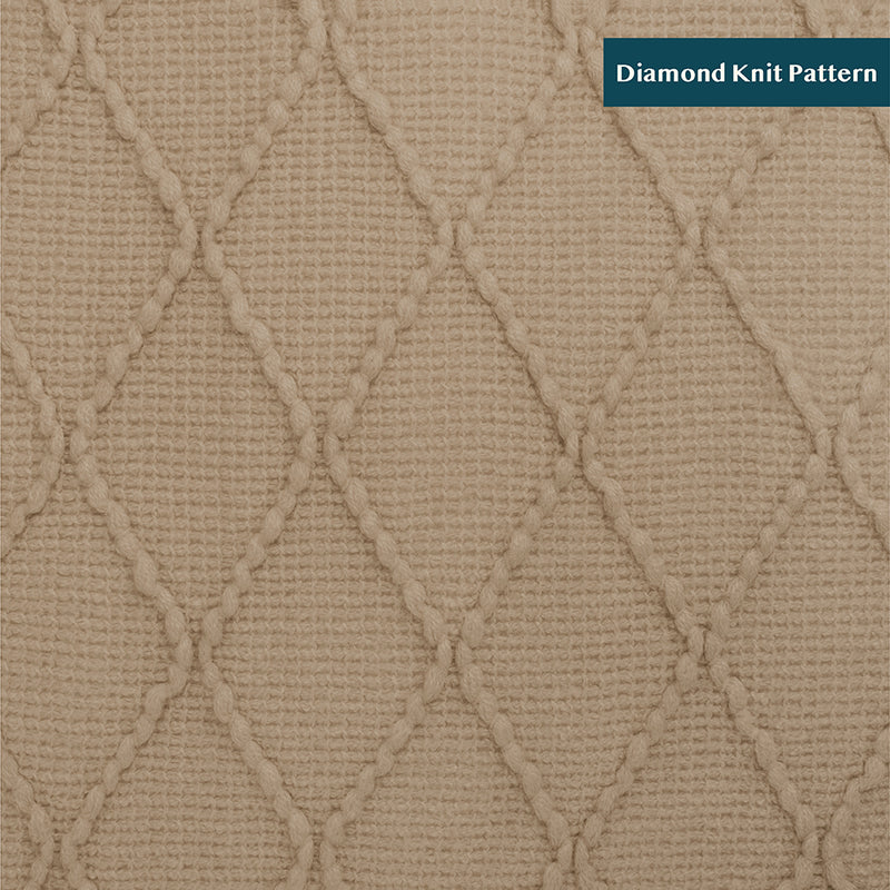 Diamond Knit Textured Fringe Throw Blanket