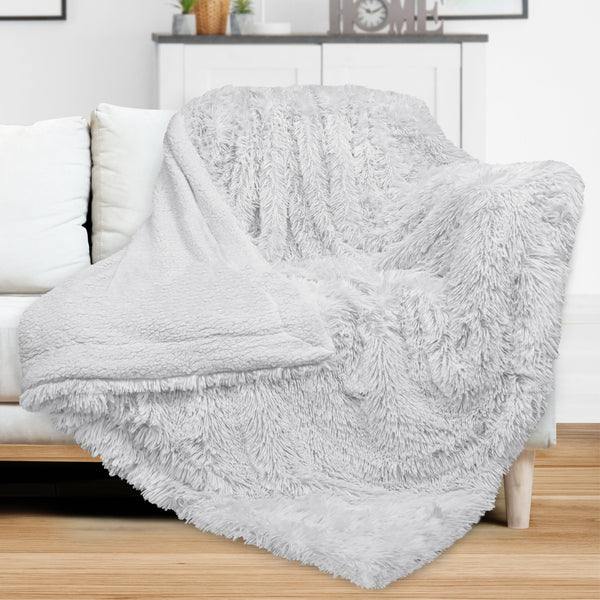 Faux Fur Sherpa Throw Blanket