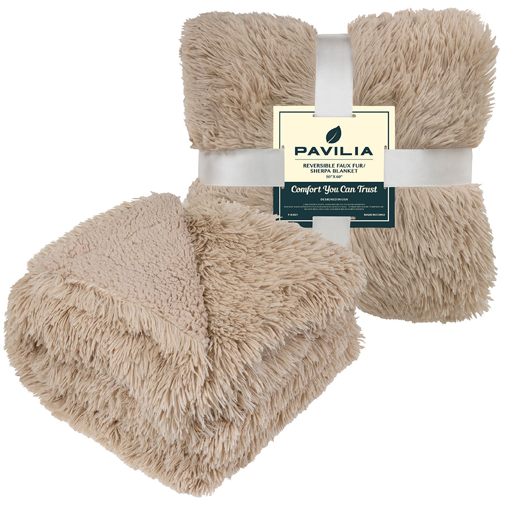 Faux Fur Sherpa Throw Blanket