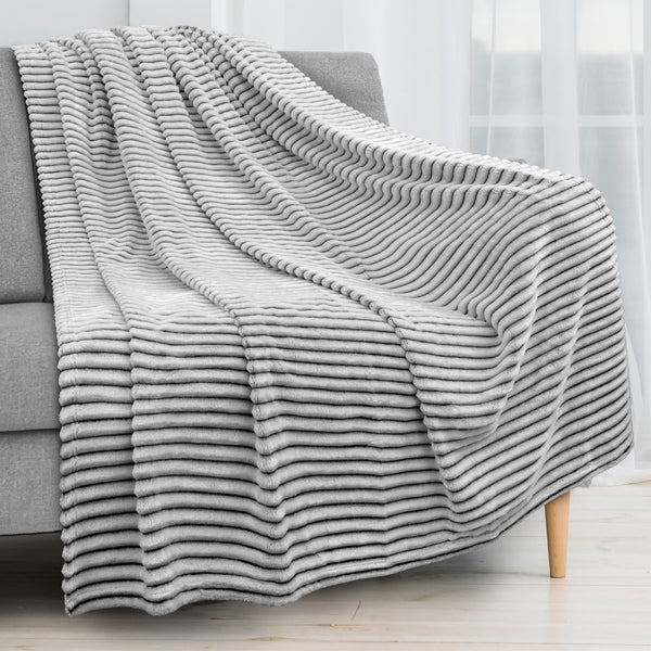 Ribbed Fleece Throw Blanket