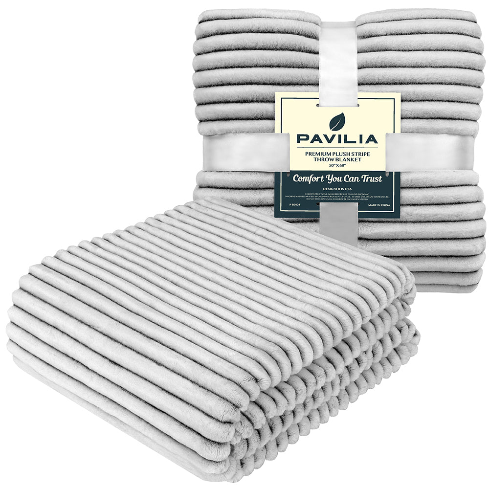 Ribbed Fleece Throw Blanket