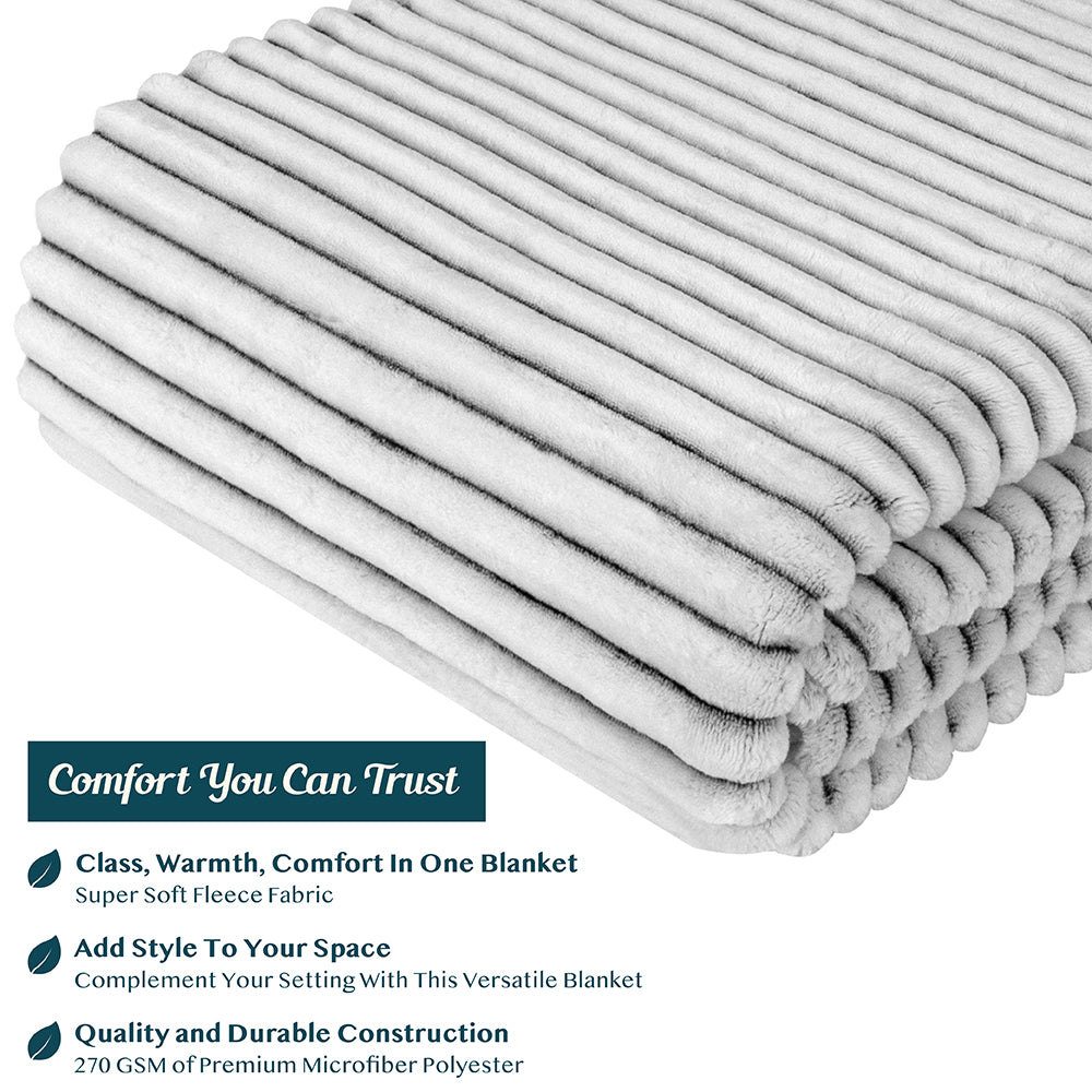 Ribbed Fleece Throw Blanket