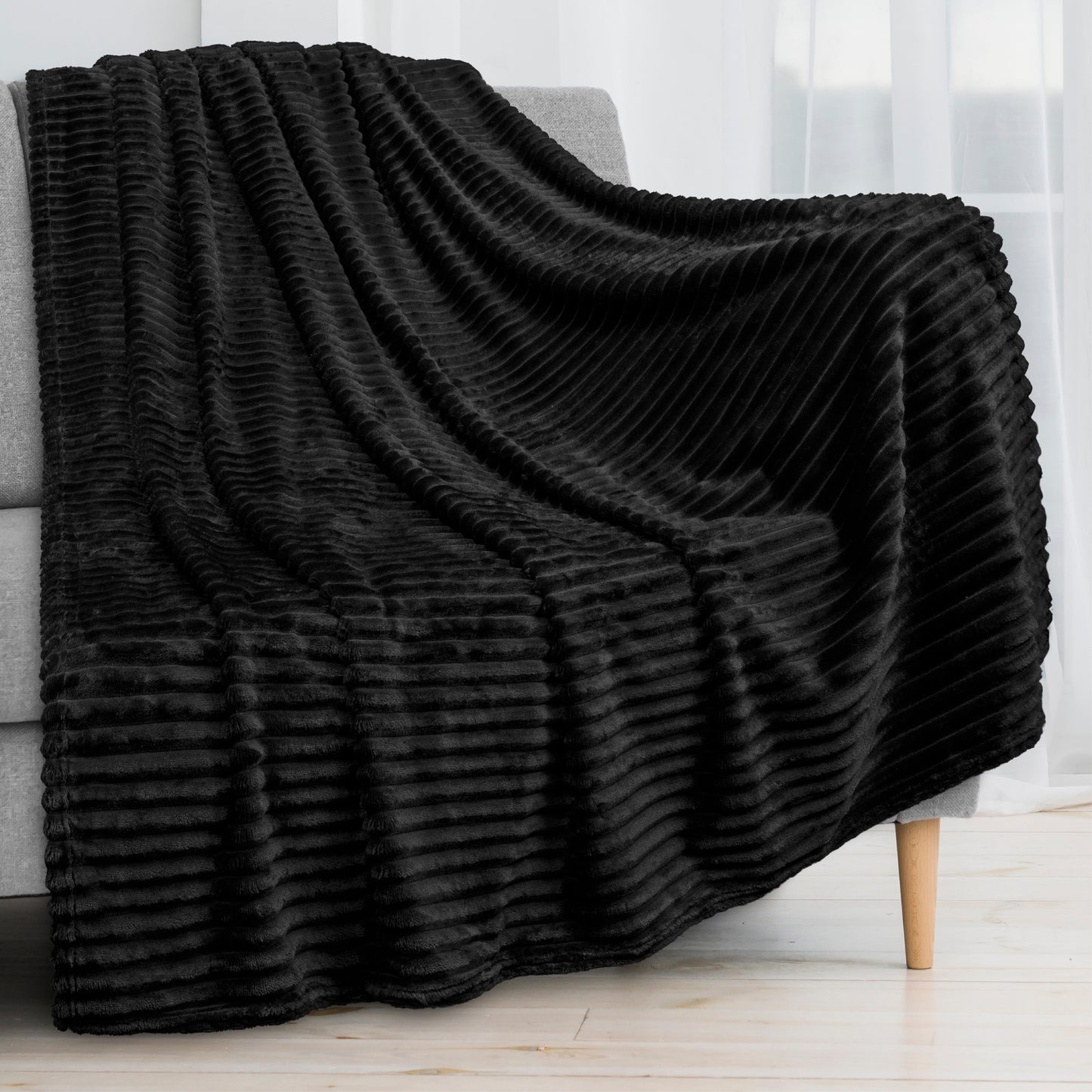 Ribbed Fleece Throw Blanket