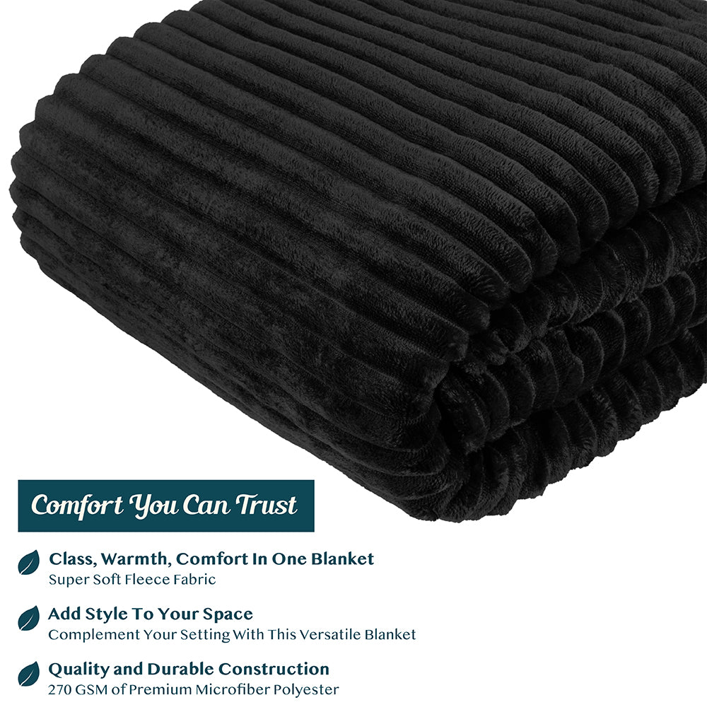 Ribbed Fleece Throw Blanket