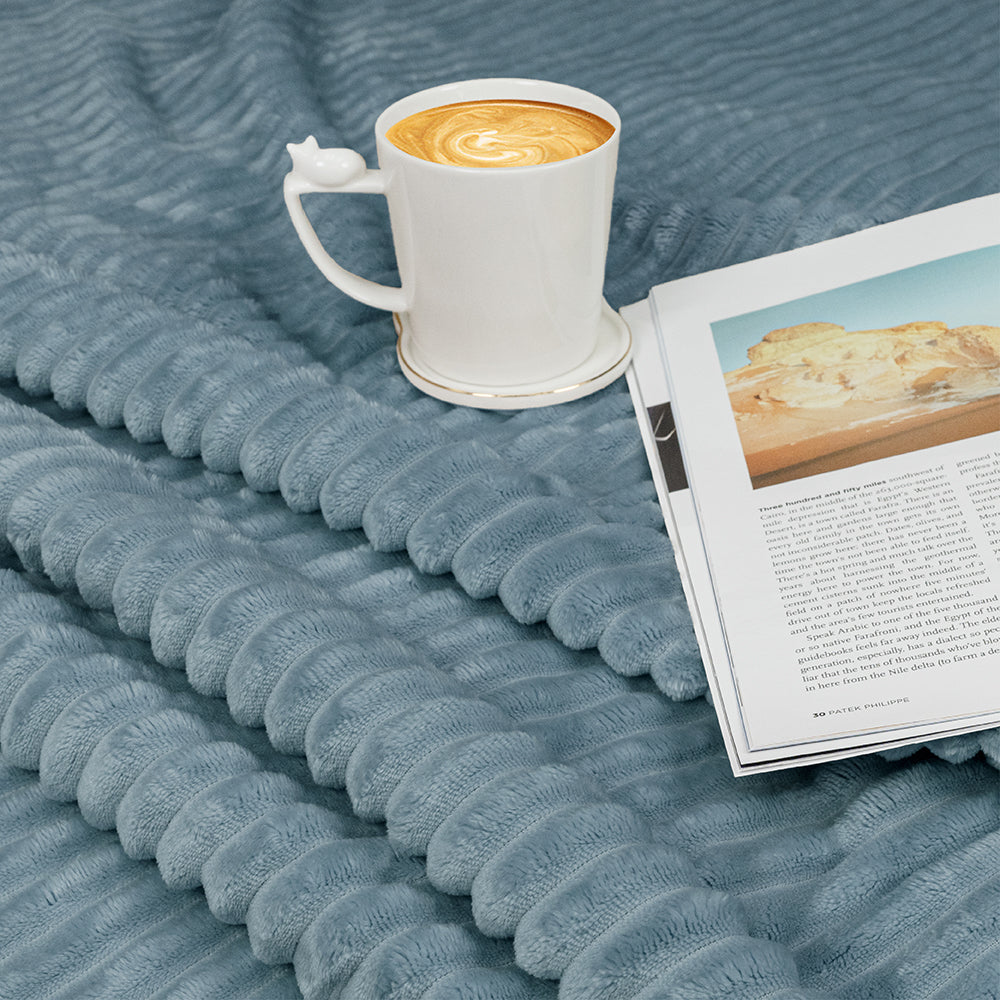 Ribbed Fleece Throw Blanket