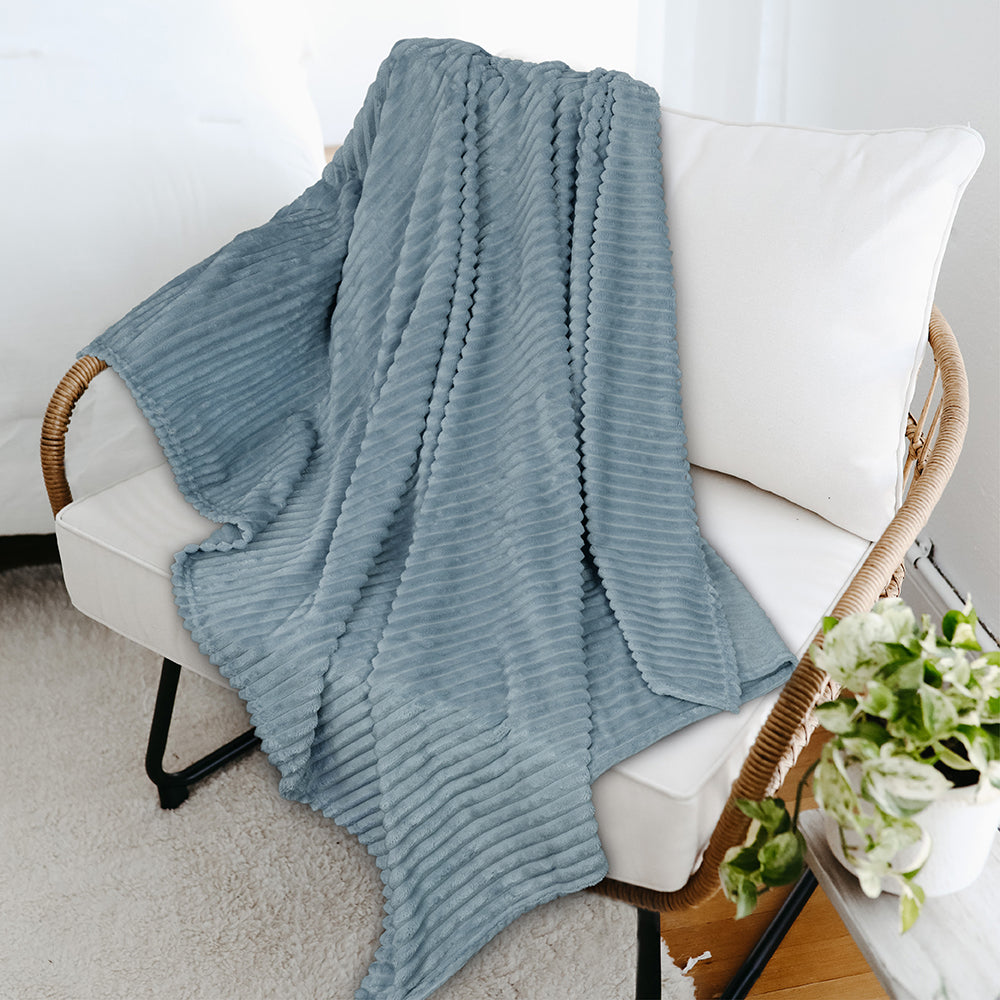 Ribbed Fleece Throw Blanket