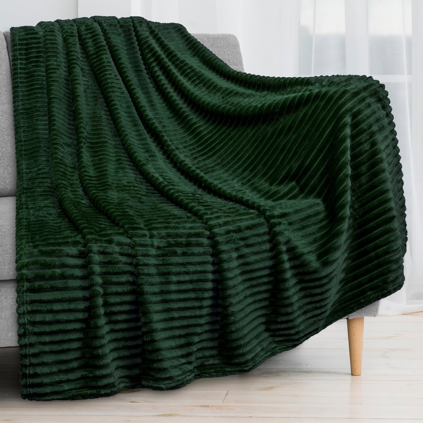 Ribbed Fleece Throw Blanket