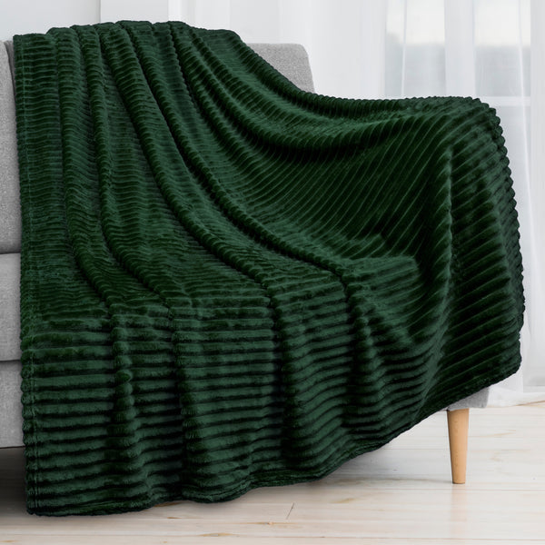 Ribbed Fleece Throw Blanket