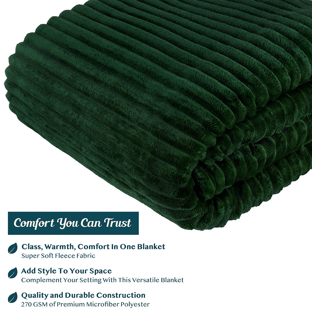 Ribbed Fleece Throw Blanket