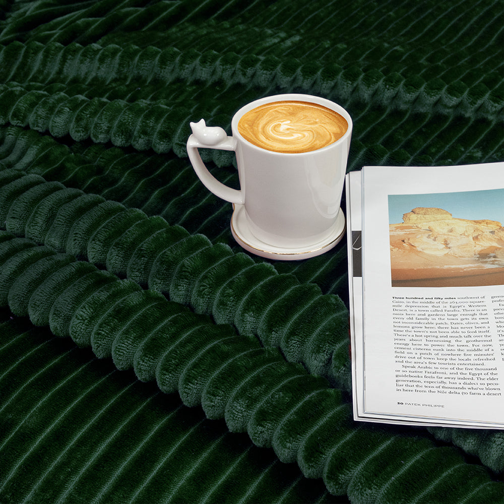 Ribbed Fleece Throw Blanket