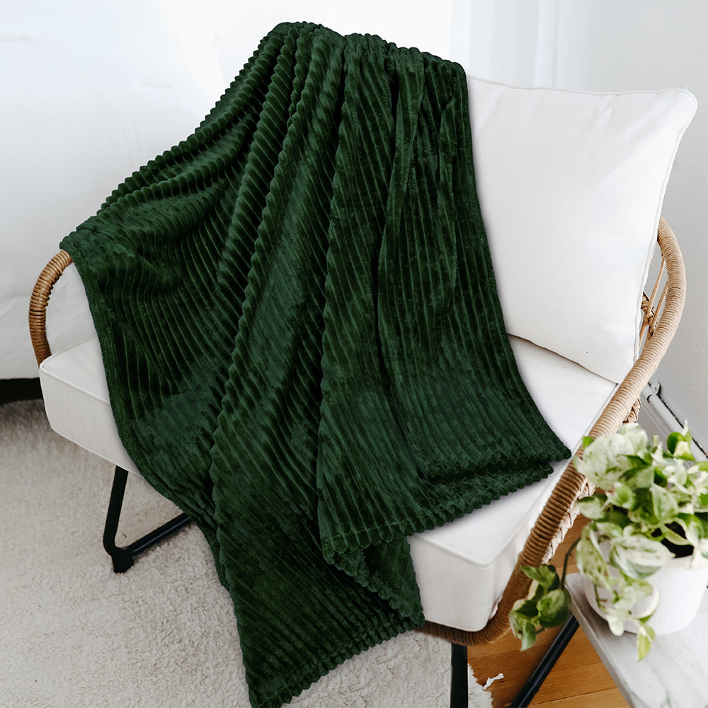 Ribbed Fleece Throw Blanket