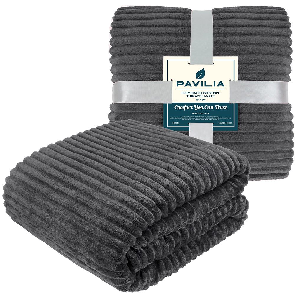 Ribbed Fleece Throw Blanket
