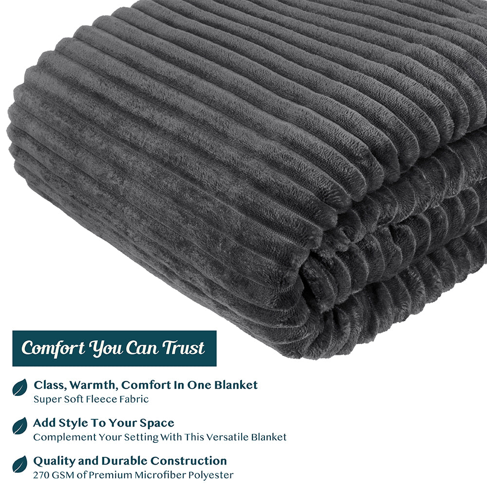 Ribbed Fleece Throw Blanket
