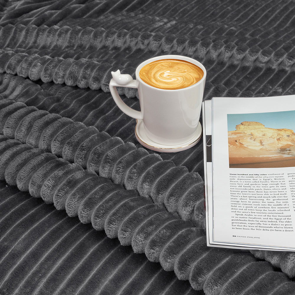 Ribbed Fleece Throw Blanket