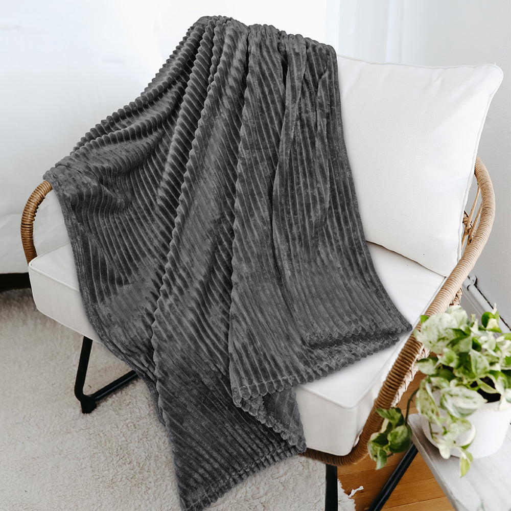 Ribbed Fleece Throw Blanket