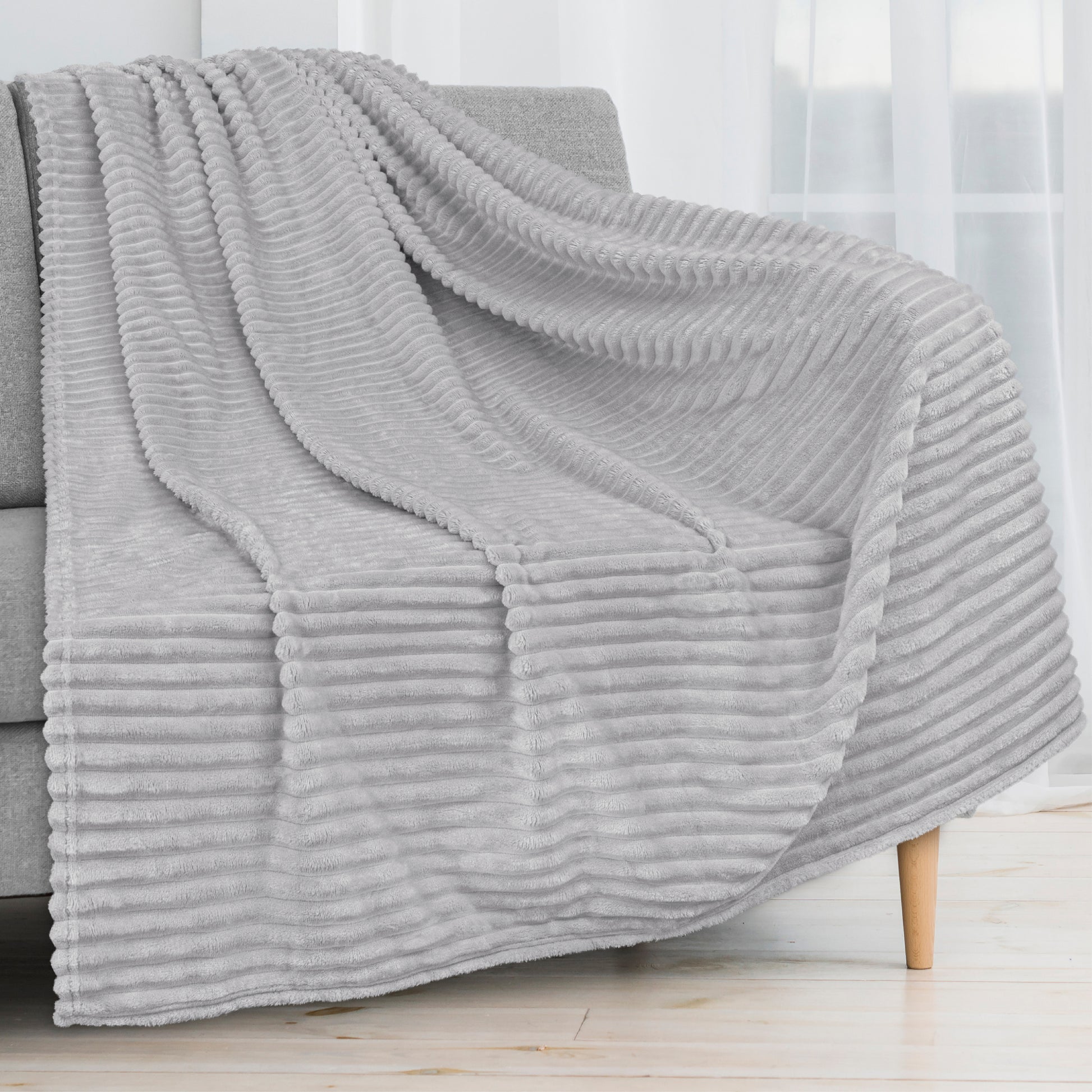 Ribbed Fleece Throw Blanket