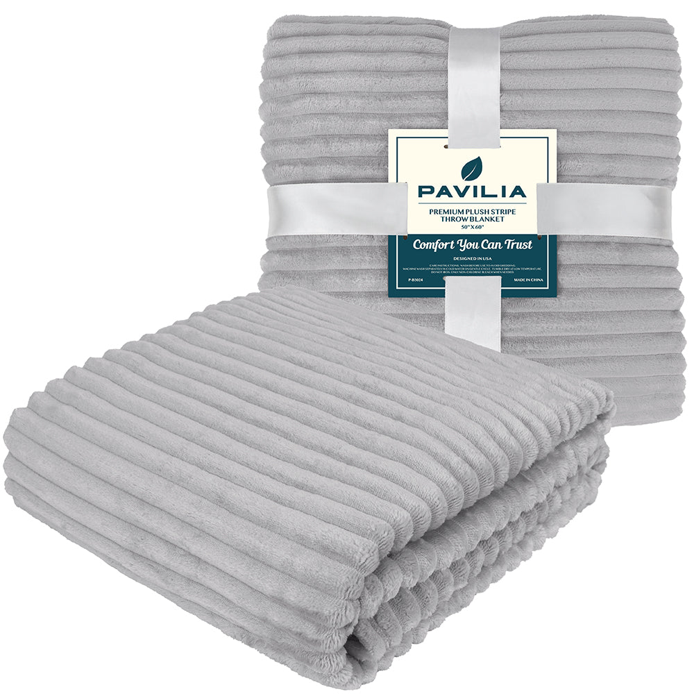 Ribbed Fleece Throw Blanket