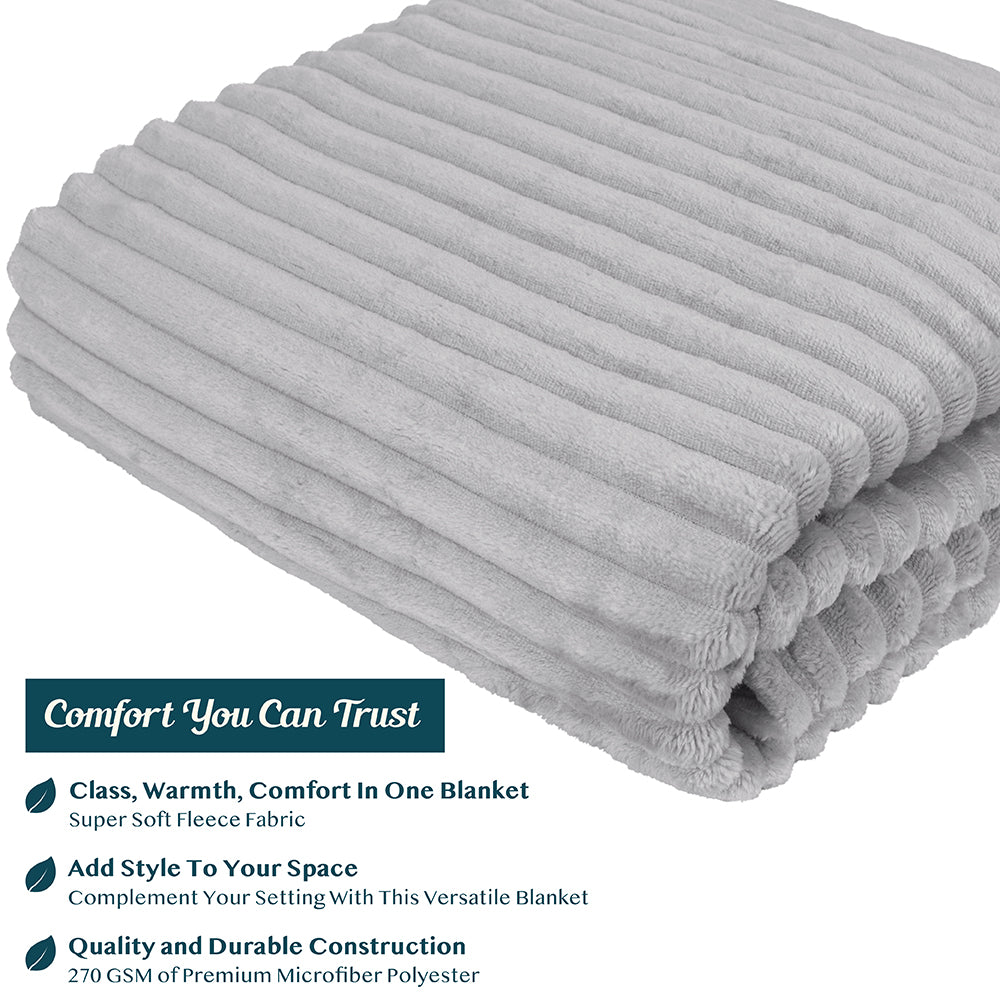 Ribbed Fleece Throw Blanket