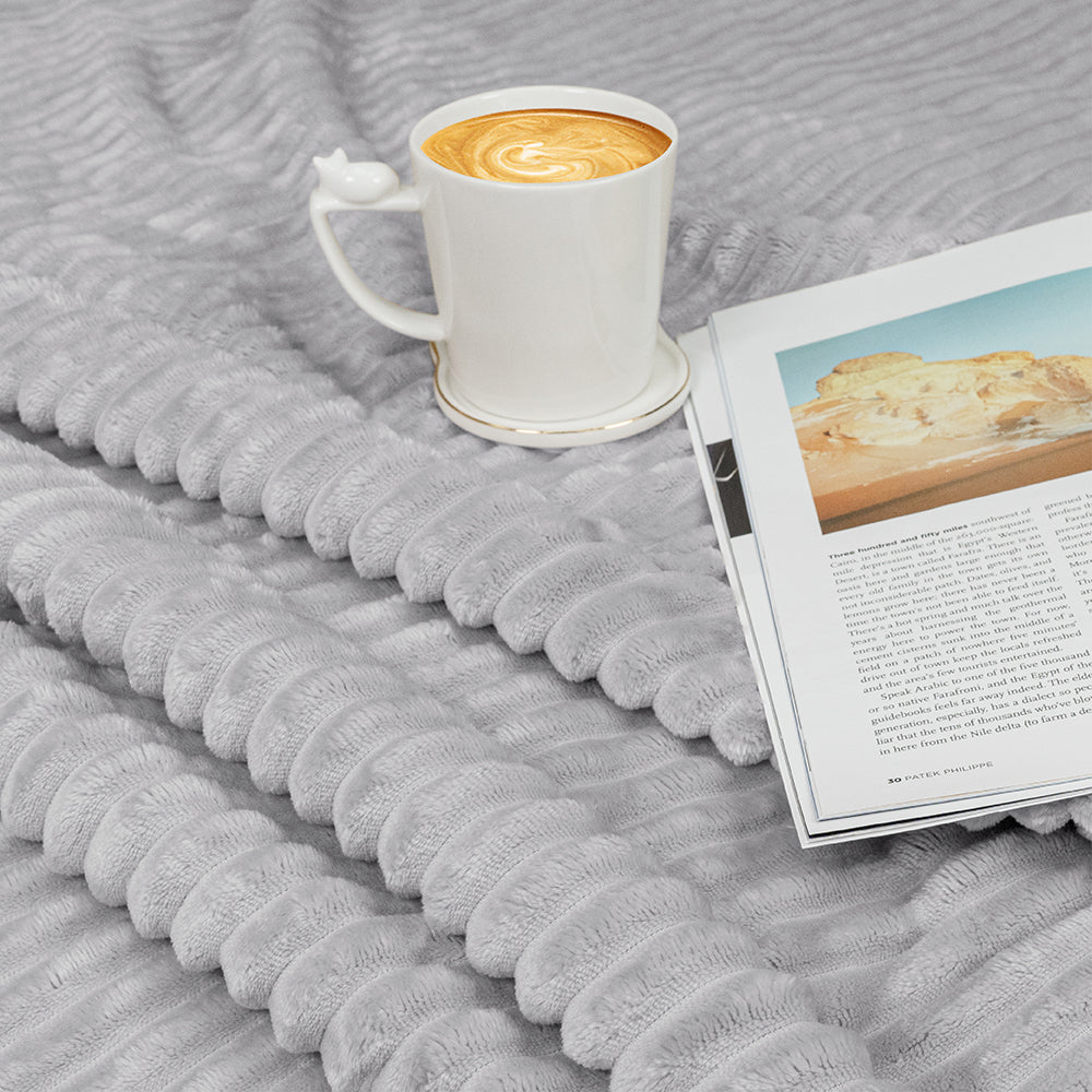 Ribbed Fleece Throw Blanket