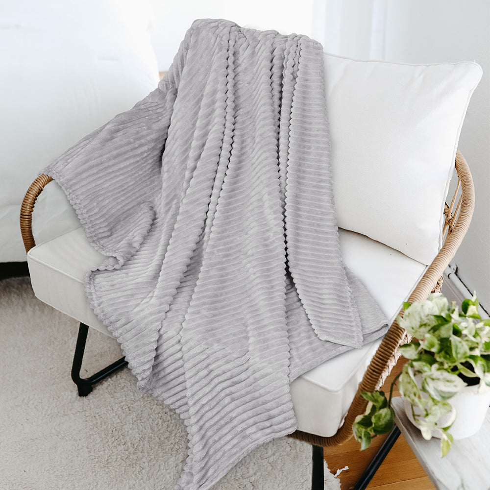 Ribbed Fleece Throw Blanket